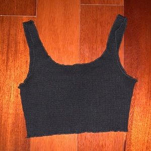 Super cropped black thick strap tank top